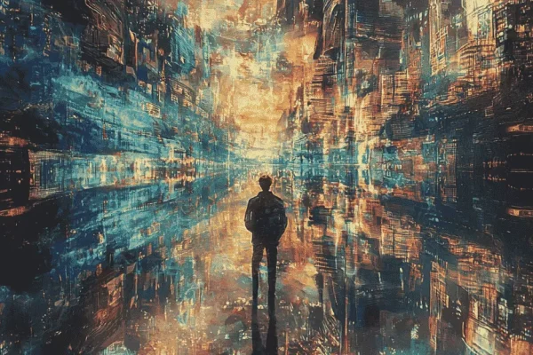 A person sees an illusion in front of them
